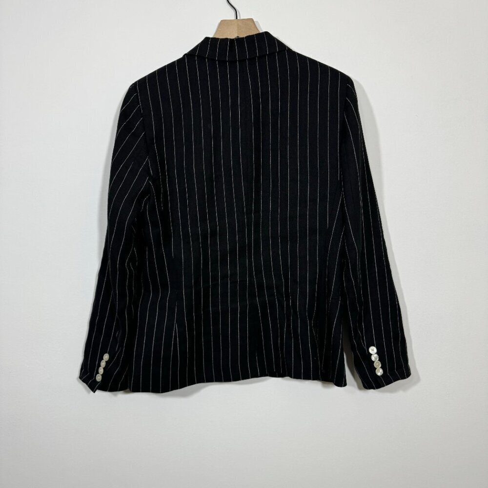 Lauren Ralph Lauren Women’s Linen Wool Blazer Black & White Pinstripe size 12 - Picture 5 of 7